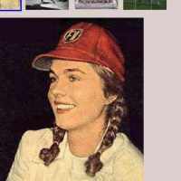 Photographed on April 22, 1948: Dorothy “Dottie” Schroeder (1928–1996),  short stop, 1943-1954; 3-time All-Star…