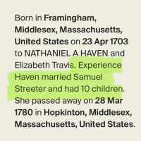 Experience Haven (1703–1780)